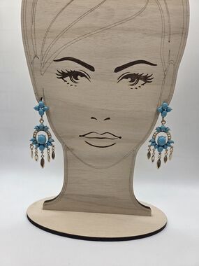 1603. Gold-Tone Turquoise Drop Chandelier Earrings